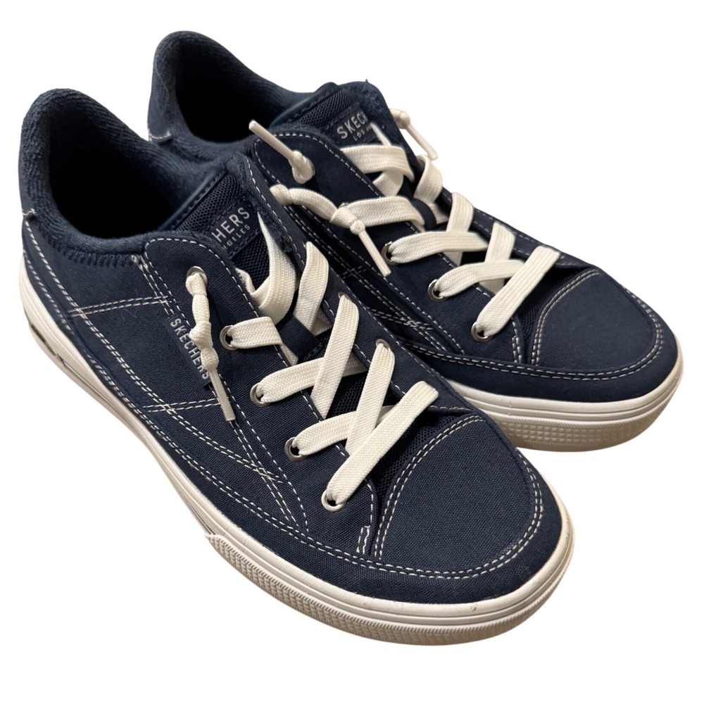 Skechers Navy Canvas Sneakers with Cream Laces